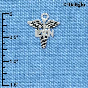 C3943 tlf - Caduceus with LVN - Silver Charm (6 per package)