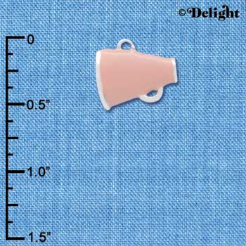 C3945 tlf - Small Pink Megaphone - Silver Charm (6 per package)