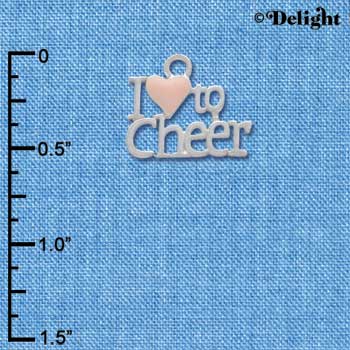 C3947 tlf - I love to Cheer with Pink Heart - Silver Charm (6 per package)