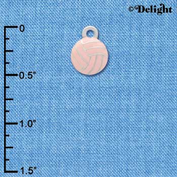 C3952 tlf - Mini 2-D Pink Volleyball - Silver Charm (6 per package)