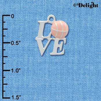 C3954 tlf - Silver Love with Pink Basketball - Silver Charm (6 per package)