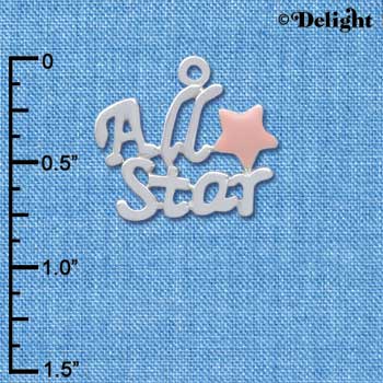 C3956 tlf - All Star with Pink Star - Silver Charm (6 per package)