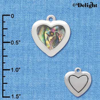 C3970 tlf - Abalone Shell Heart - Silver Charm (2 per package)