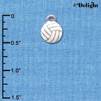 C3972 tlf - Mini Enamel Volleyball - 2 Sided - Im. Rhodium Charm (6 per package)