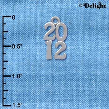 C4013 tlf - Silver Vertical Year - 2012 - Im. Rhodium Charm (6 per package)