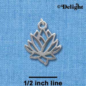 C4036 tlf - Silver Outline Lotus Flower - 2 Sided - Im. Rhodium Charm (6 per package)