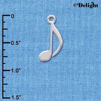 C4064 tlf - Silver Rounded Eighth Music Note - Silver Plated Charm  (6 per package)