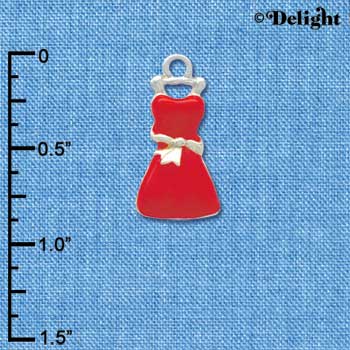 C4084 tlf - Red Dress - Silver Plated Charm (6 per package)