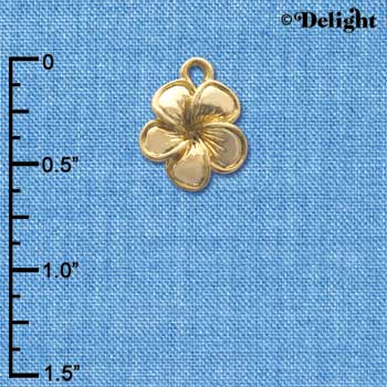 C4113 tlf - Gold Plumeria Flower - Gold Plated Charm (6 per package)
