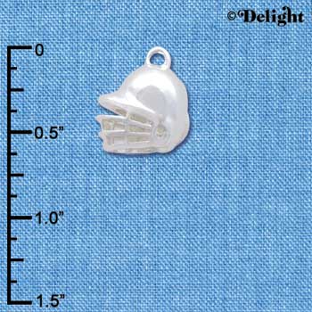 C4159+ tlf - Small Silver Softball Helmet - Silver Plated Charm (6 per package)