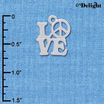 C4182 tlf - Love with Peace Sign - Silver Plated Charm (6 per package)