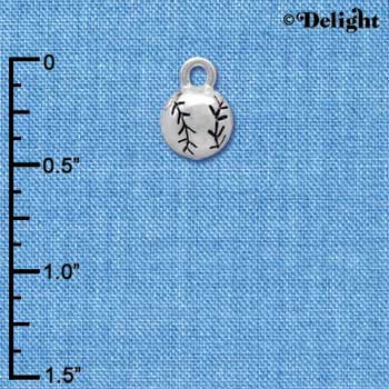 C4224+ tlf - 3-D Small Silver Baseball/Softball - Silver Plated Charm (6 per package)
