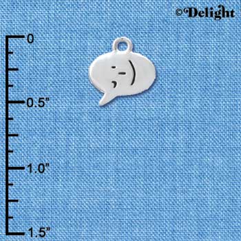 C4294 tlf - ;- ) - Winking Emoticon - Silver Plated Charm (6 per package)