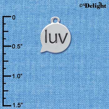C4295 tlf - luv - Love - Text Chat - Silver Plated Charm (6 per package)