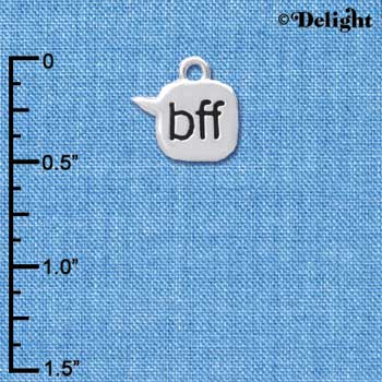 C4298 tlf - bff - Best Friends Forever - Text Chat - Silver Plated Charm (6 per package)
