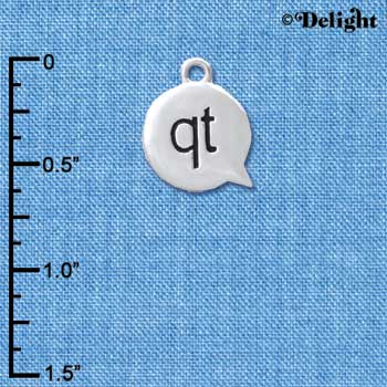 C4299 tlf - qt - Cutie - Text Chat - Silver Plated Charm (6 per package)