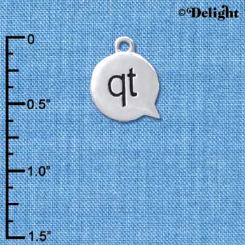 C4299 tlf - qt - Cutie - Text Chat - Silver Plated Charm (6 per package)