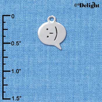 C4301 tlf - :-) - Smiling Emoticon - Silver Plated Charm (6 per package)