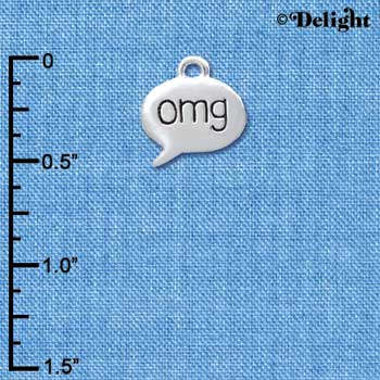 C4303 tlf - omg - Oh My God - Text Chat - Silver Plated Charm (6 per package)