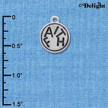C4310 tlf - Faith in Circle - 2 Sided - Silver Plated Charm (6 per package)