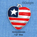 C1001 - Heart USA Star Silver Charm (6 charms per package)
