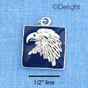 C1009* - Eagle Head Blue Silver Charm (left & right) (6 charms per package)