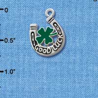 C1016* - Horseshoe Clover Silver Charm (left & right) (6 charms per package)