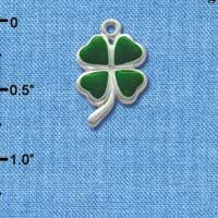 C1018* - Clover Heart Silver Charm (left & right) (6 charms per package)