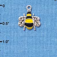 C1024 - Bee Front Yellow Fancy Silver Charm (6 charms per package)