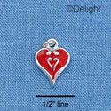 C1036 - Heart Red Fancy Silver Charm (6 charms per package)