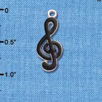 C1040 - Clef Note Black Silver Charm (6 charms per package)