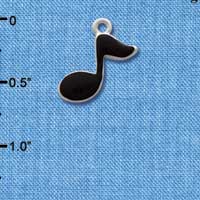 C1041 - Musical Note Black Silver Charm (6 charms per package)
