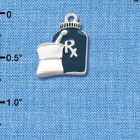 C1052 - Prescription Bottle Blue Silver Charm (6 charms per package)