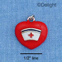 C1056 - Heart Nurse Hat Silver Charm (6 charms per package)