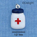 C1058 - Medicine Bottle White Silver Charm (6 charms per package)