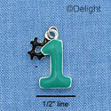 C1081 - #1 Teal Silver Charm (6 charms per package)