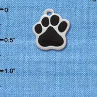 C1085 - Paw Black Silver Charm (6 charms per package)