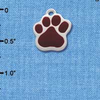 C1089 - Paw Maroon Silver Charm (6 charms per package)