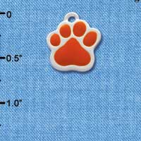 C1090 - Paw Orange Silver Charm (6 charms per package)