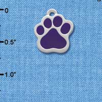 C1091 - Paw Purple Silver Charm (6 charms per package)