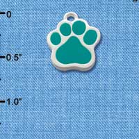 C1094 - Paw Teal Silver Charm (6 charms per package)