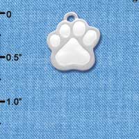 C1095 - Paw White Silver Charm (6 charms per package)