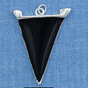 C1098 - Pennant Black Silver Charm (6 charms per package)