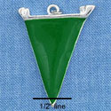 C1101 - Pennant Green Silver Charm (6 charms per package)