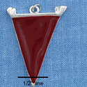 C1102 - Pennant Maroon Silver Charm (6 charms per package)