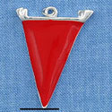 C1105 - Pennant Red Silver Charm (6 charms per package)