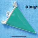 C1107 - Pennant Teal Silver Charm (6 charms per package)