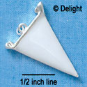 C1108 - Pennant White Silver Charm (6 charms per package)