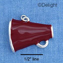 C1115* - Megaphone Maroon Silver Charm (left & right) (6 charms per package)