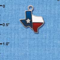 C1123 - Texas Lone Star Glass Silver Charm (6 charms per package)